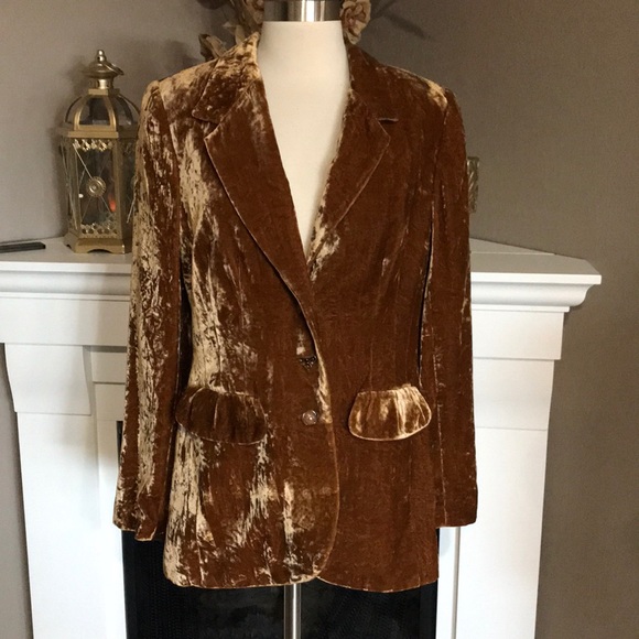 Zelda Jackets & Blazers - Zelda Velvet Burnout Blazer/Jacket Caramel